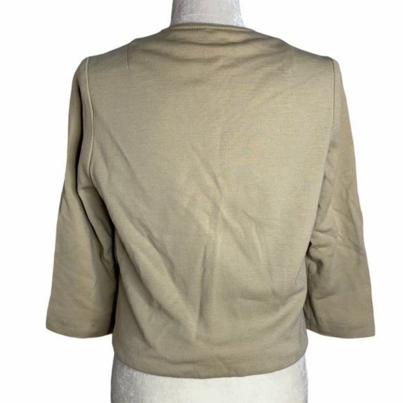 Vintage 60s Suede Wool Open Front Jacket S Brown Knit Pockets Buttons Lined - Picture 5 of 9